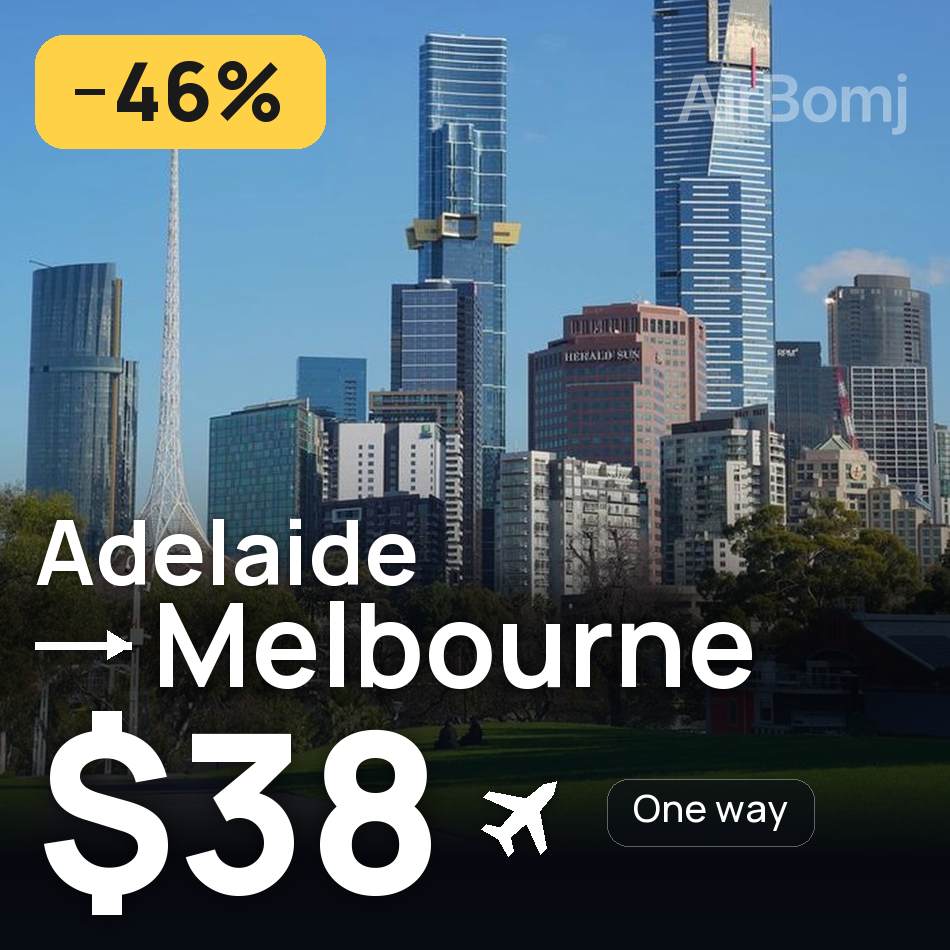 Biglietto aereo: Adelaide — Melbourne, $38