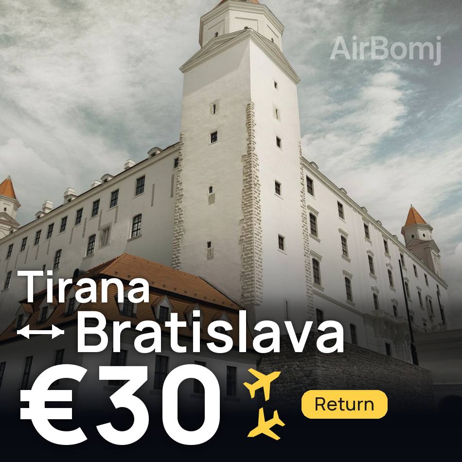 Flight ticket: Tirana to Bratislava, €30