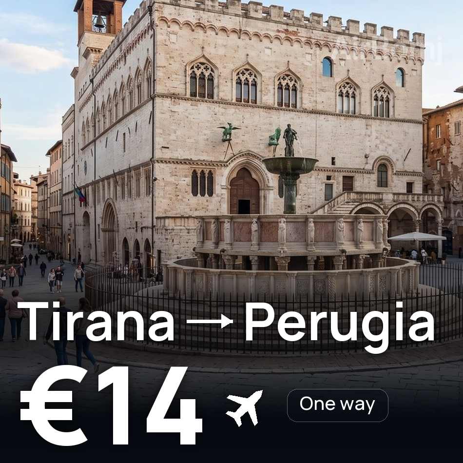 Flight ticket: Tirana to Perugia, €14