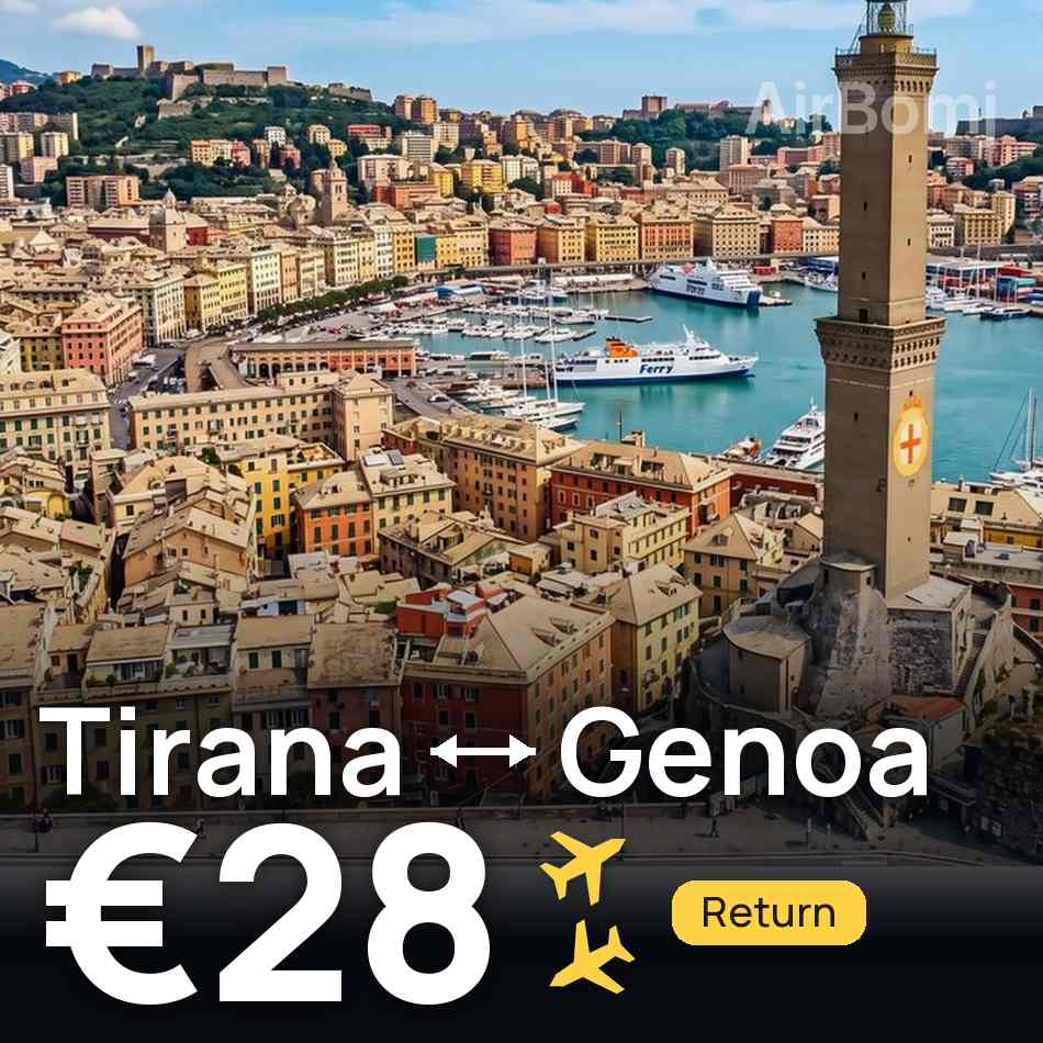 Flight ticket: Tirana to Genoa, €28