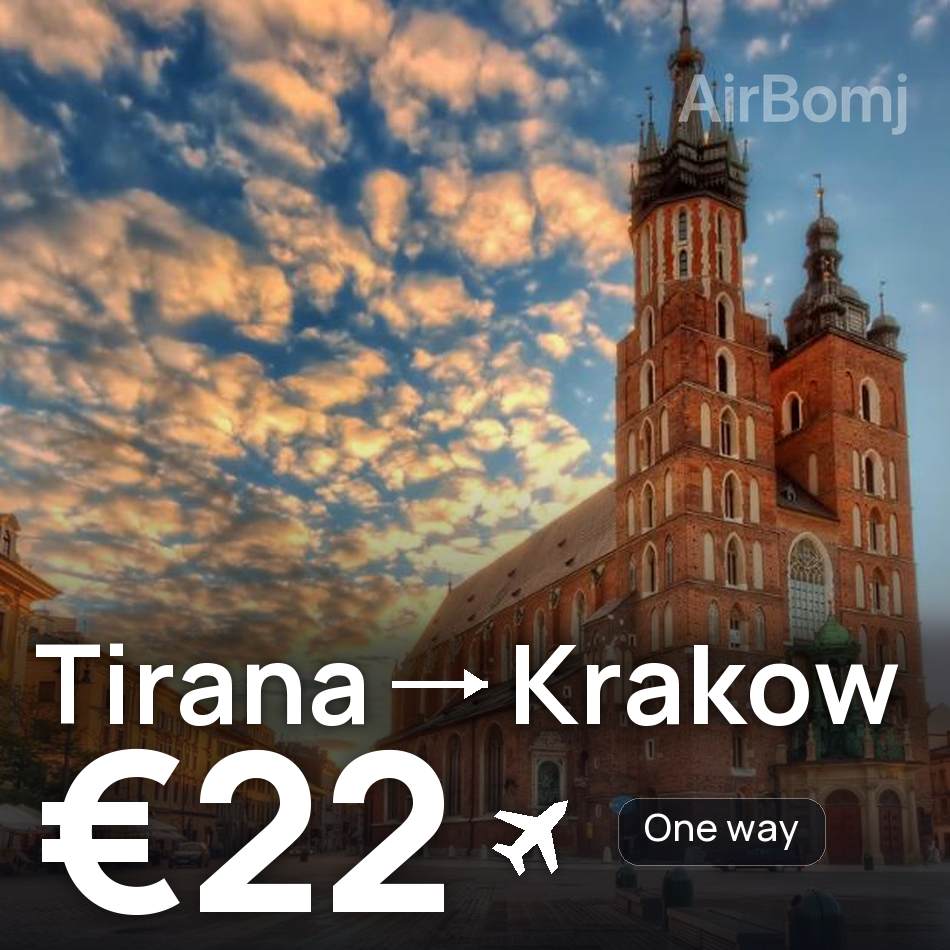Flight ticket: Tirana to Krakow, €22