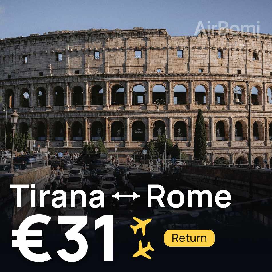 Flight ticket: Tirana to Rome, €31