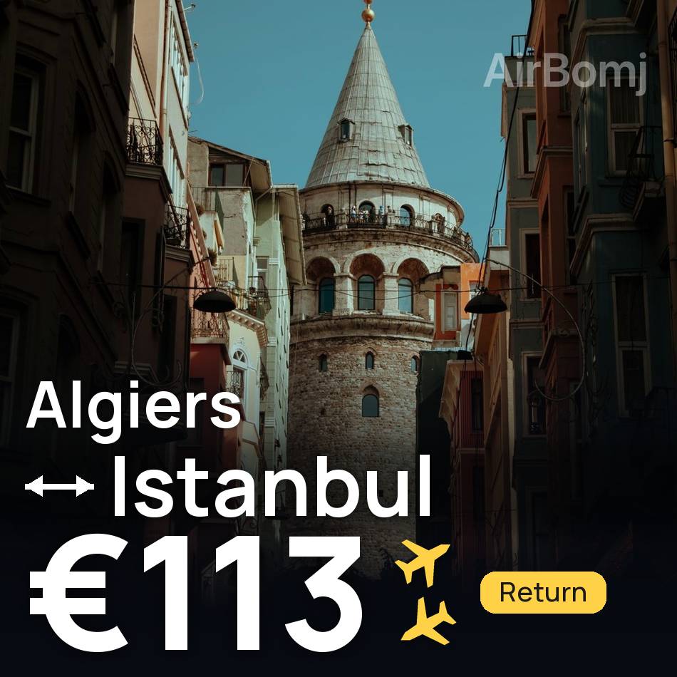 تذكرة طيران: الجزائر العاصمة — إسطنبول، €113