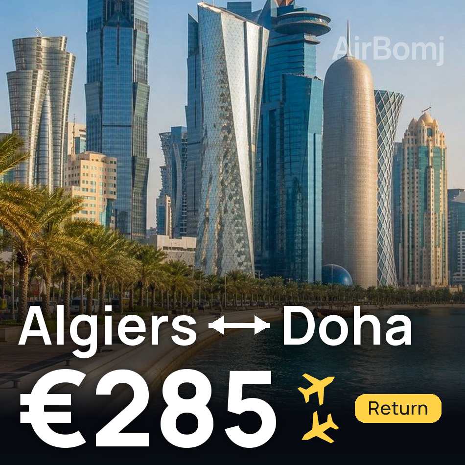 تذكرة طيران: الجزائر العاصمة — الدوحة، €285