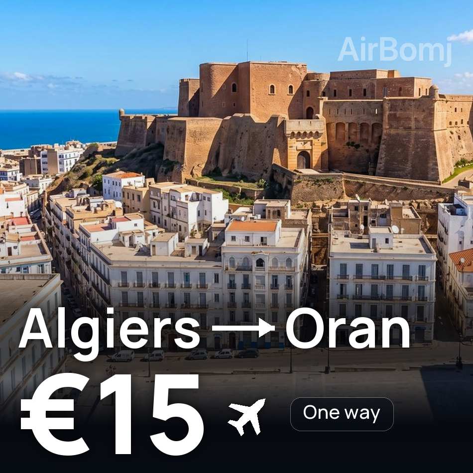 تذكرة طيران: الجزائر العاصمة — وهران، €15