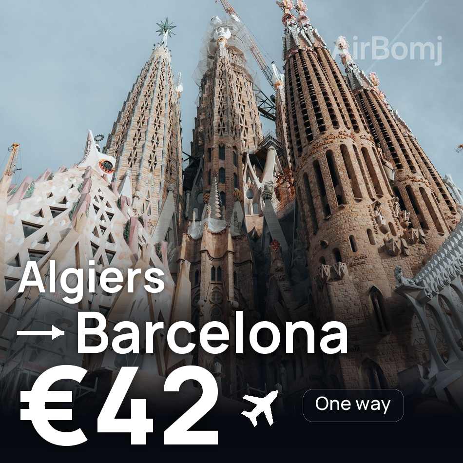 تذكرة طيران: الجزائر العاصمة — برشلونة، €42