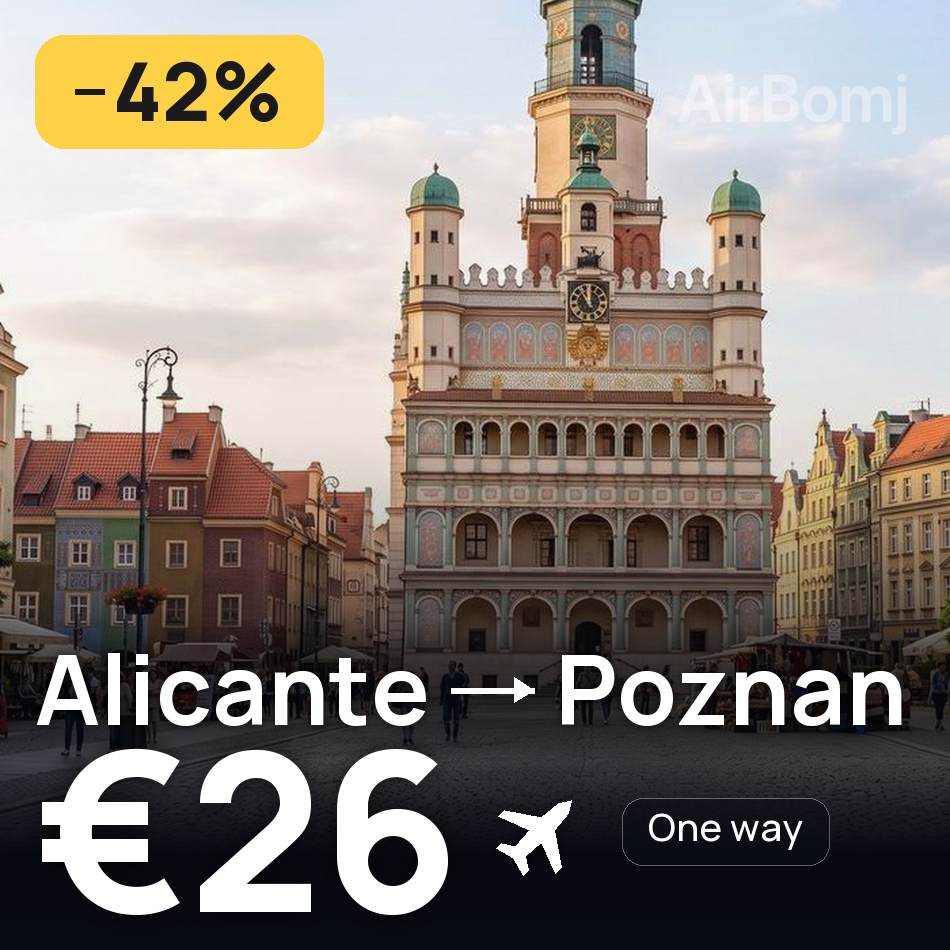 Flight ticket: Alicante to Poznan, €26
