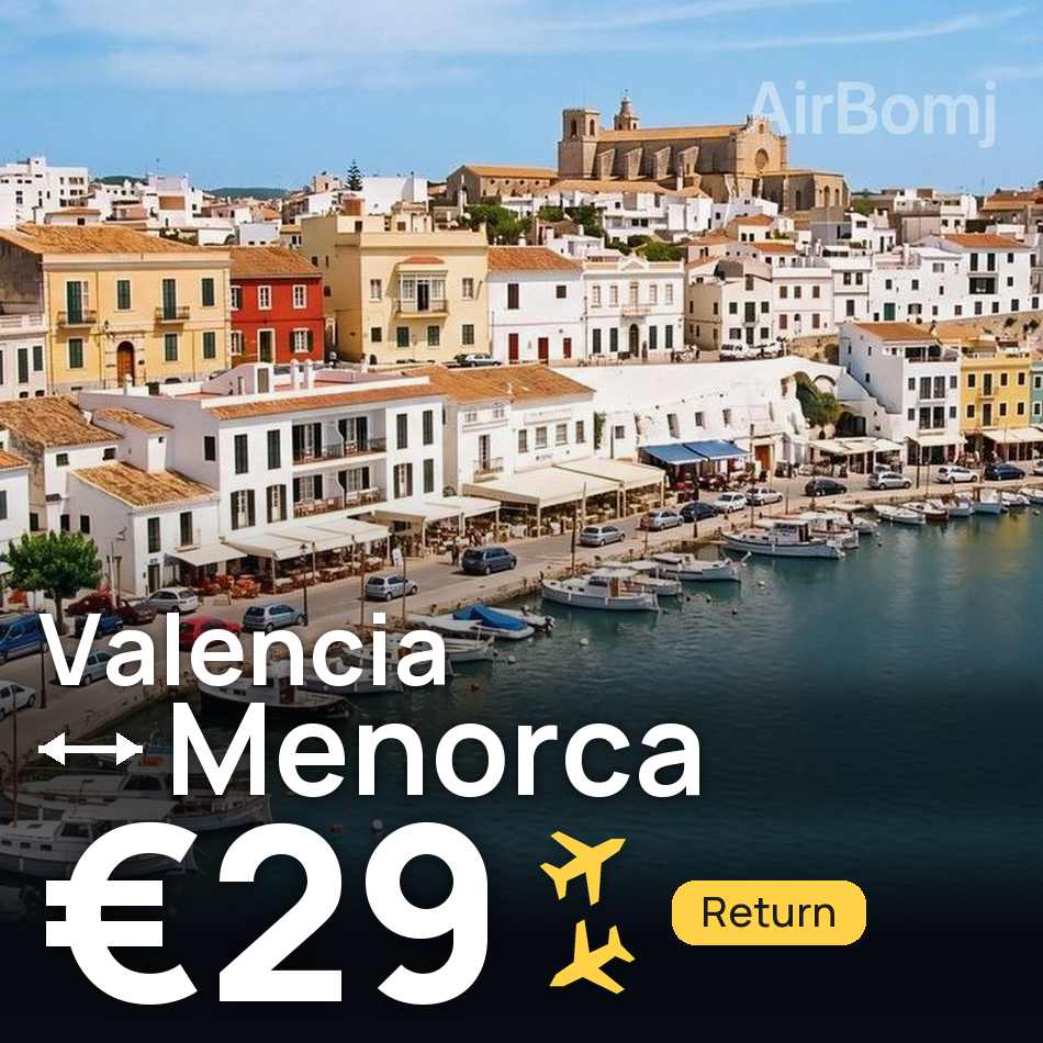 Flight ticket: Valencia to Menorca, €29