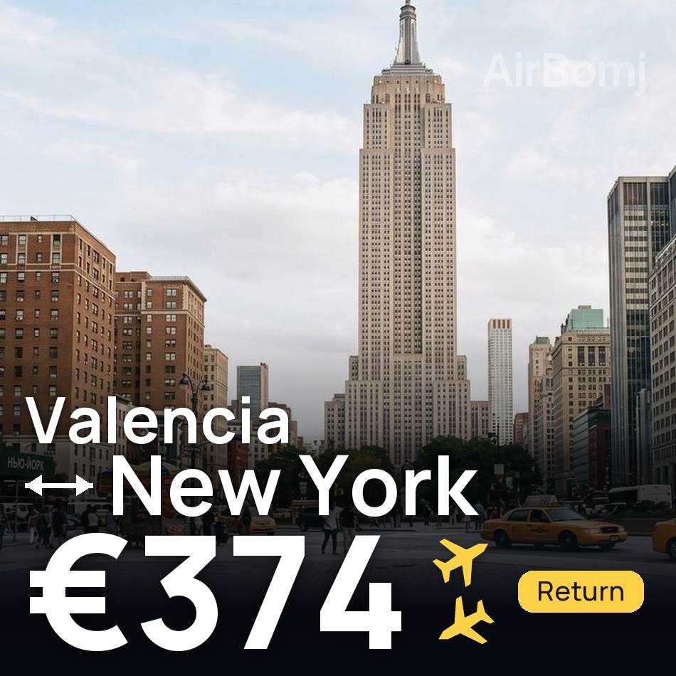 Flight ticket: Valencia to New York, €374