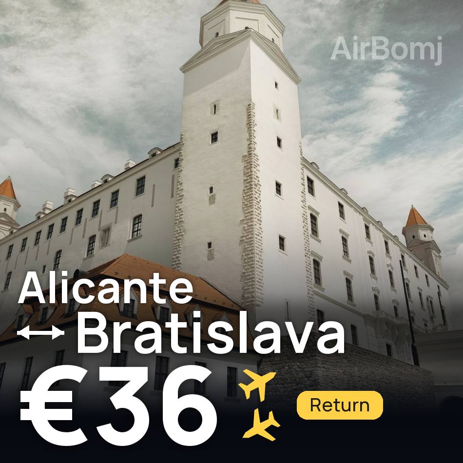 Flight ticket: Alicante to Bratislava, €36
