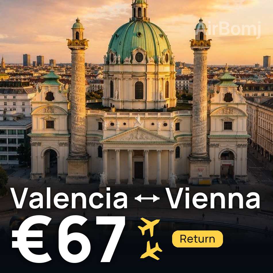 Flight ticket: Valencia to Vienna, €67
