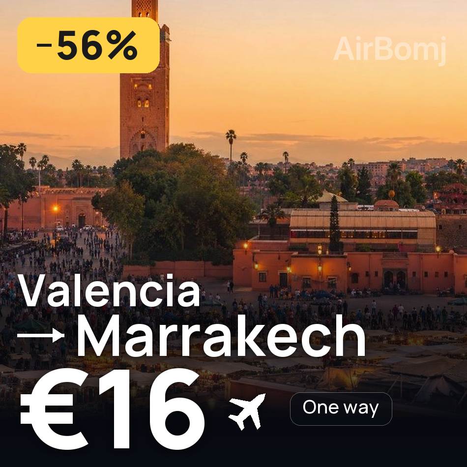 Flight ticket: Valencia to Marrakech, €16
