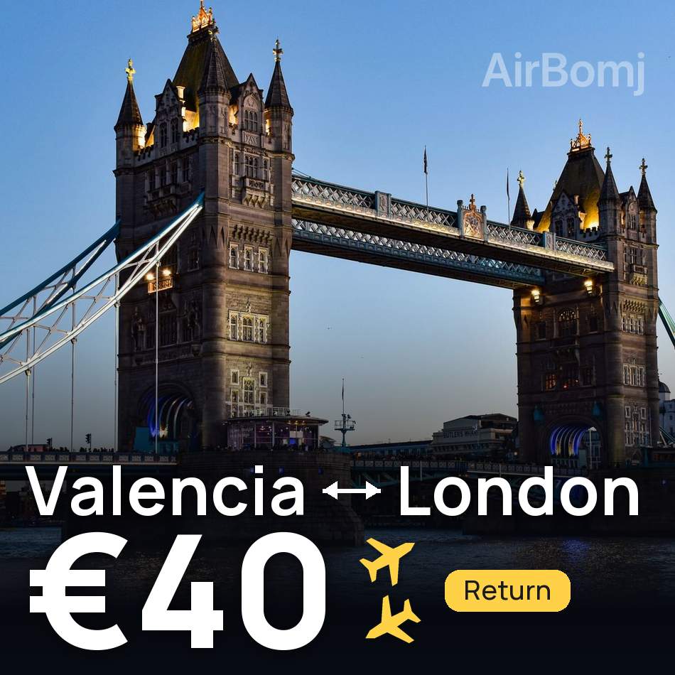 Flight ticket: Valencia to London, €40