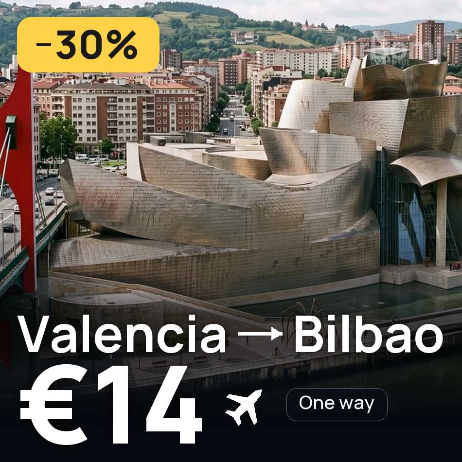 Flight ticket: Valencia to Bilbao, €14