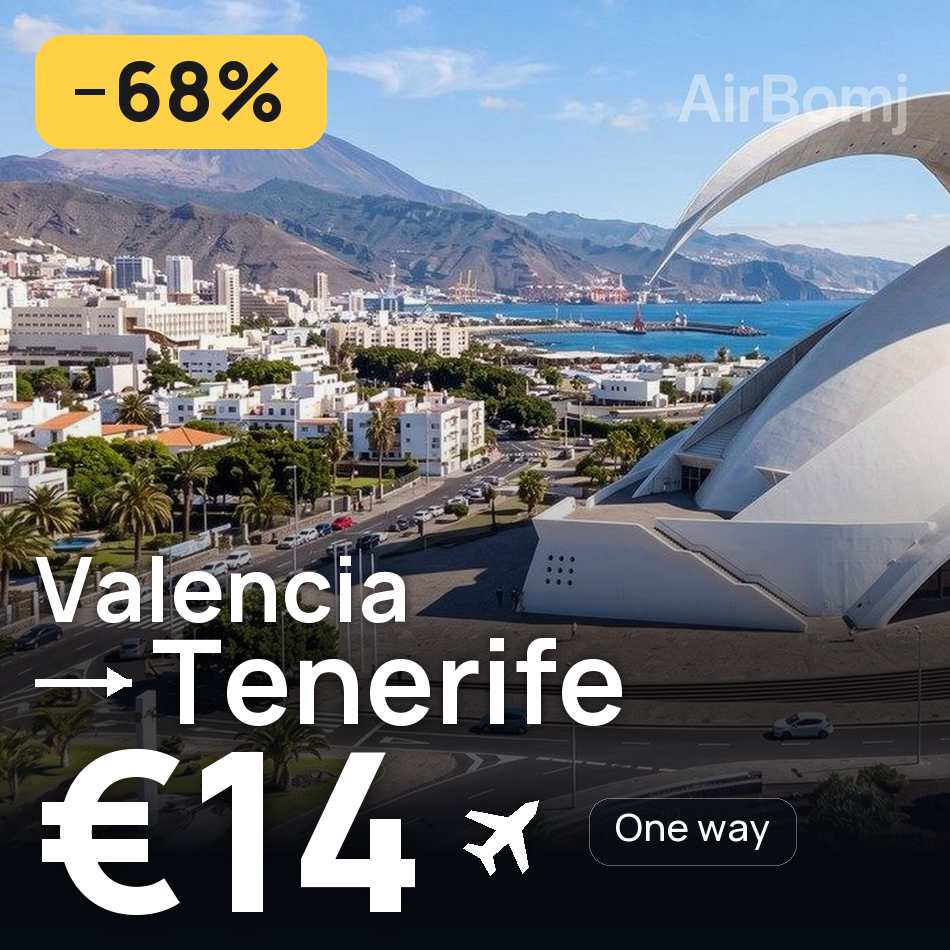 Flight ticket: Valencia to Tenerife, €14