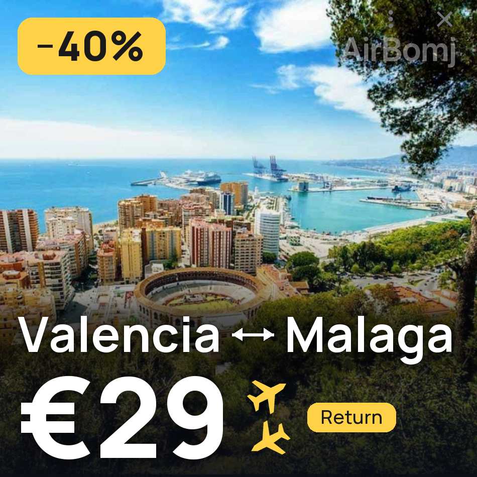 Flight ticket: Valencia to Malaga, €29
