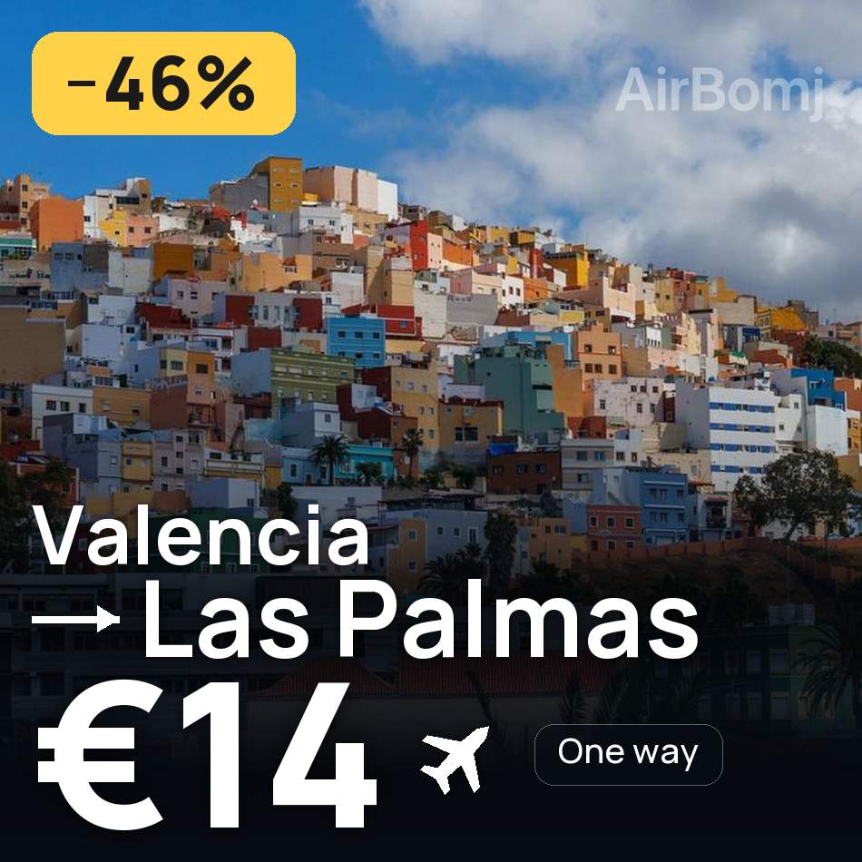 Flight ticket: Valencia to Las Palmas, €14