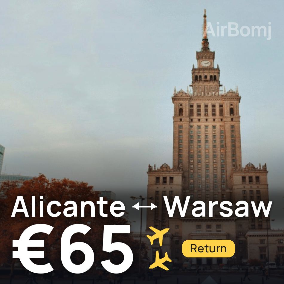 Flight ticket: Alicante to Warsaw, €65