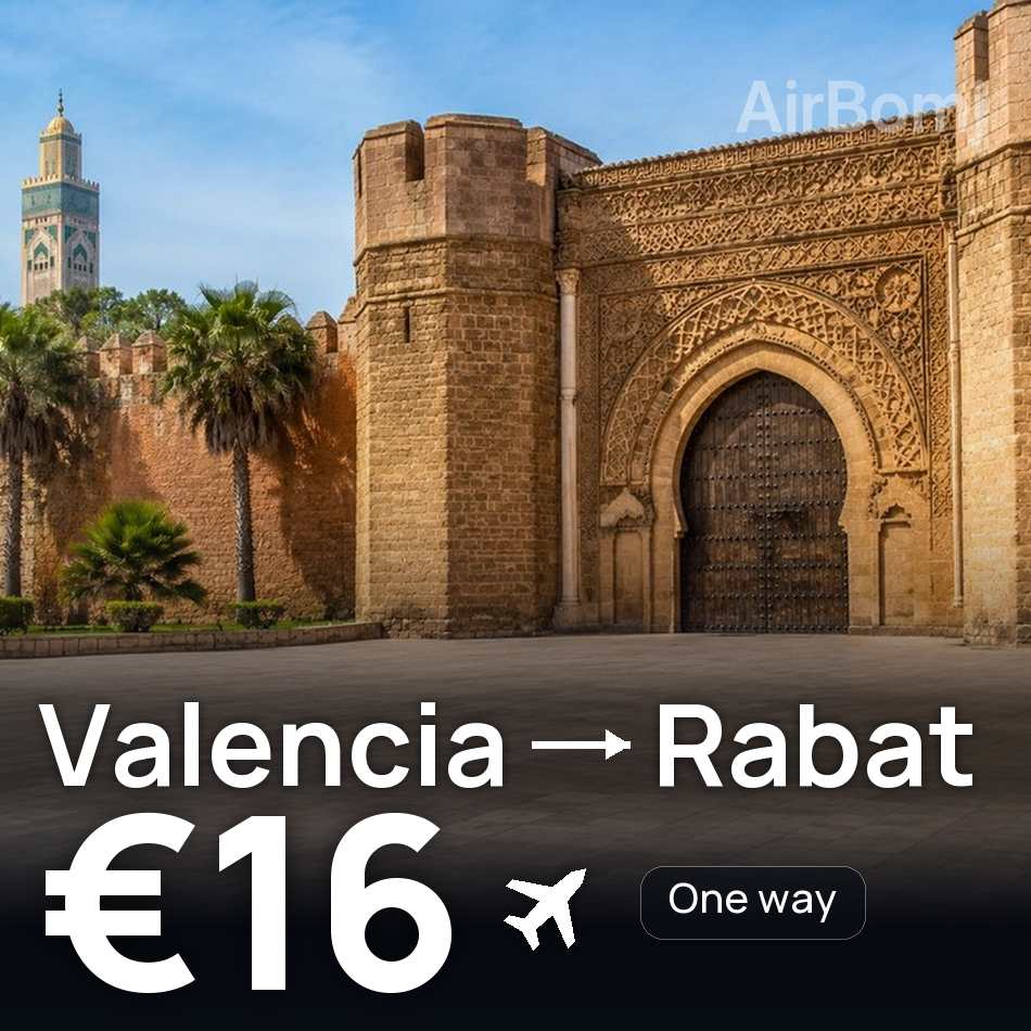 Flight ticket: Valencia to Rabat, €16