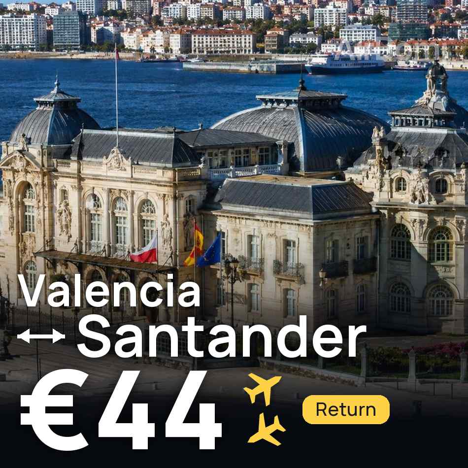 Flight ticket: Valencia to Santander, €44