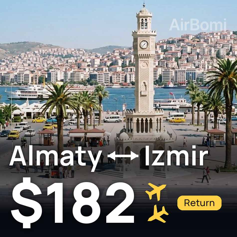 Billete de avión: Alma Ata — Esmirna, $182