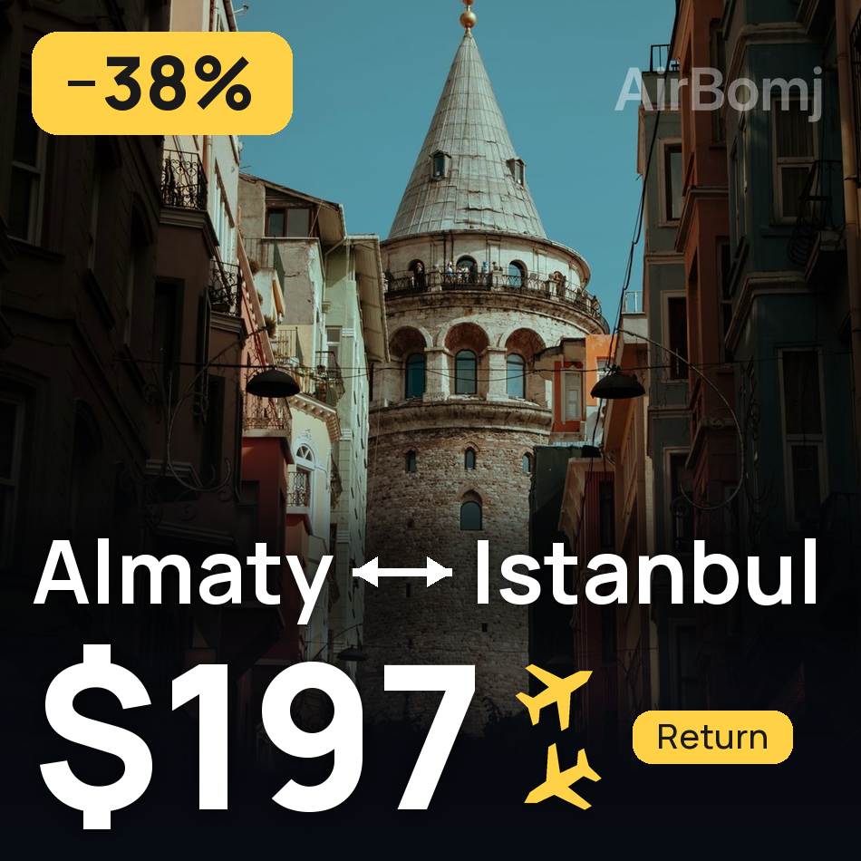 Billete de avión: Alma Ata — Estambul, $197
