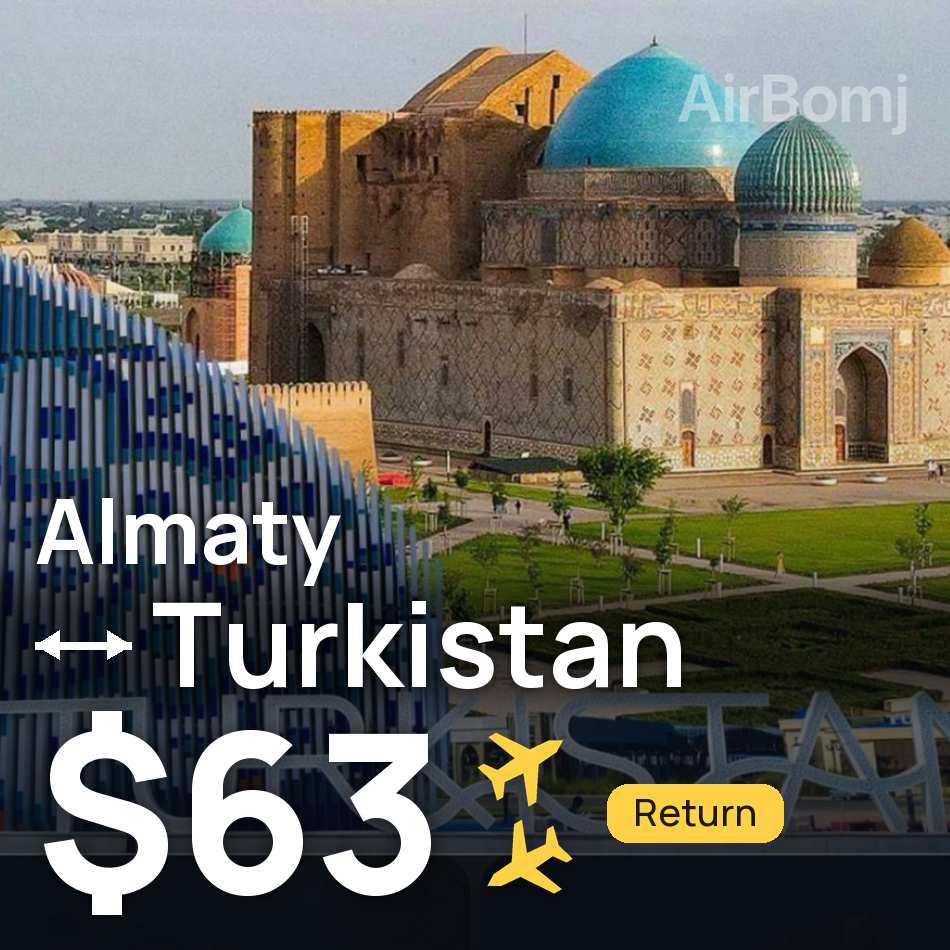 Billete de avión: Alma Ata — Turkistan, $63