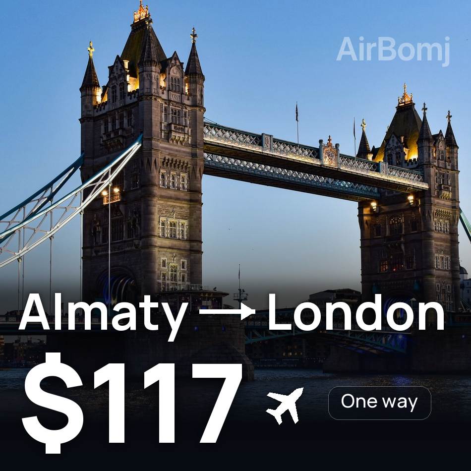 Billete de avión: Alma Ata — Londres, $117
