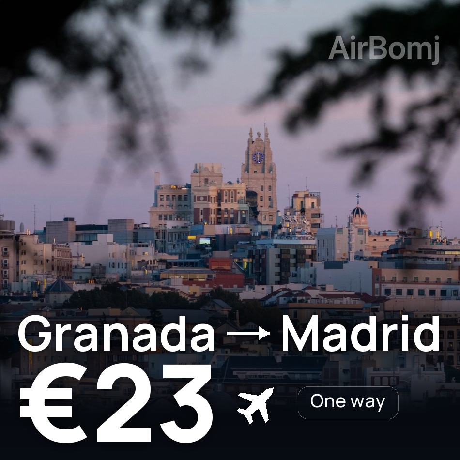 تذكرة طيران: غرناطة — مدريد، €23