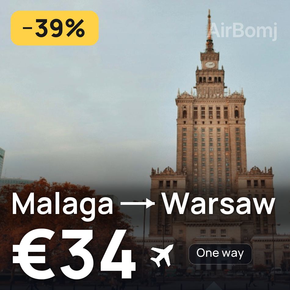 تذكرة طيران: مالاجا — وارسو، €34