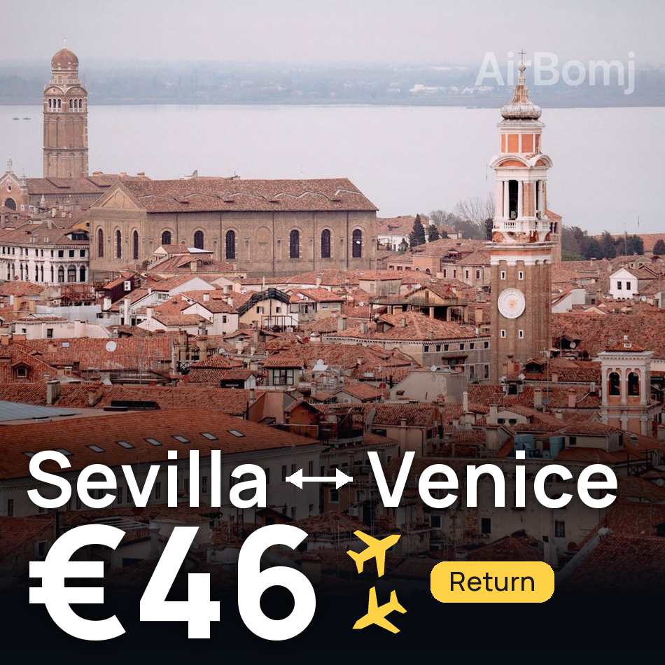 تذكرة طيران: إشبيلية — البندقية، €46