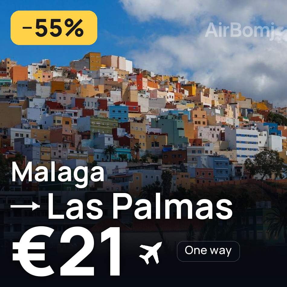 تذكرة طيران: مالاجا — لاس بالماس، €21