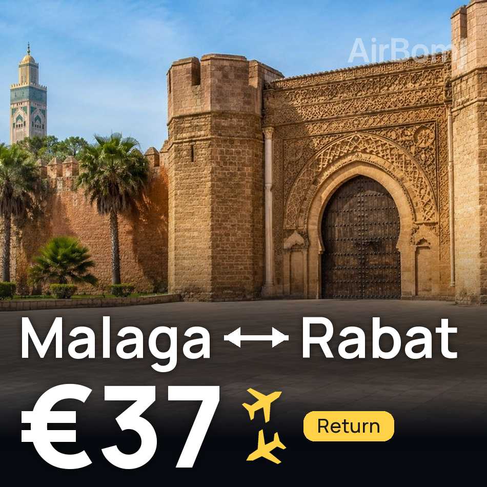 تذكرة طيران: مالاجا — الرباط، €37