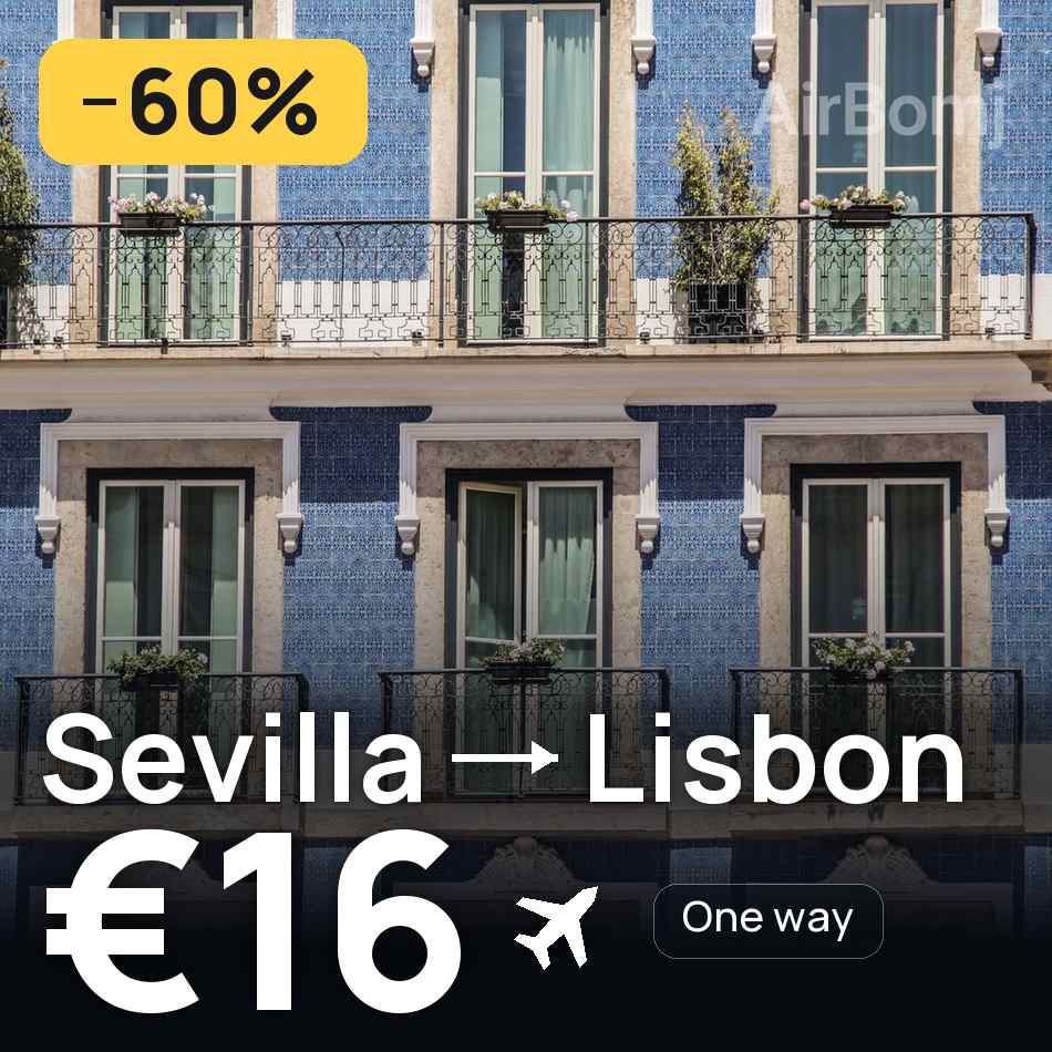تذكرة طيران: إشبيلية — لشبونه، €16