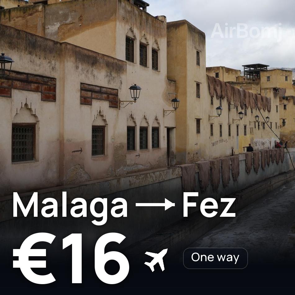 تذكرة طيران: مالاجا — فاس، €16