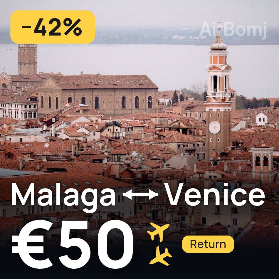 تذكرة طيران: مالاجا — البندقية، €50
