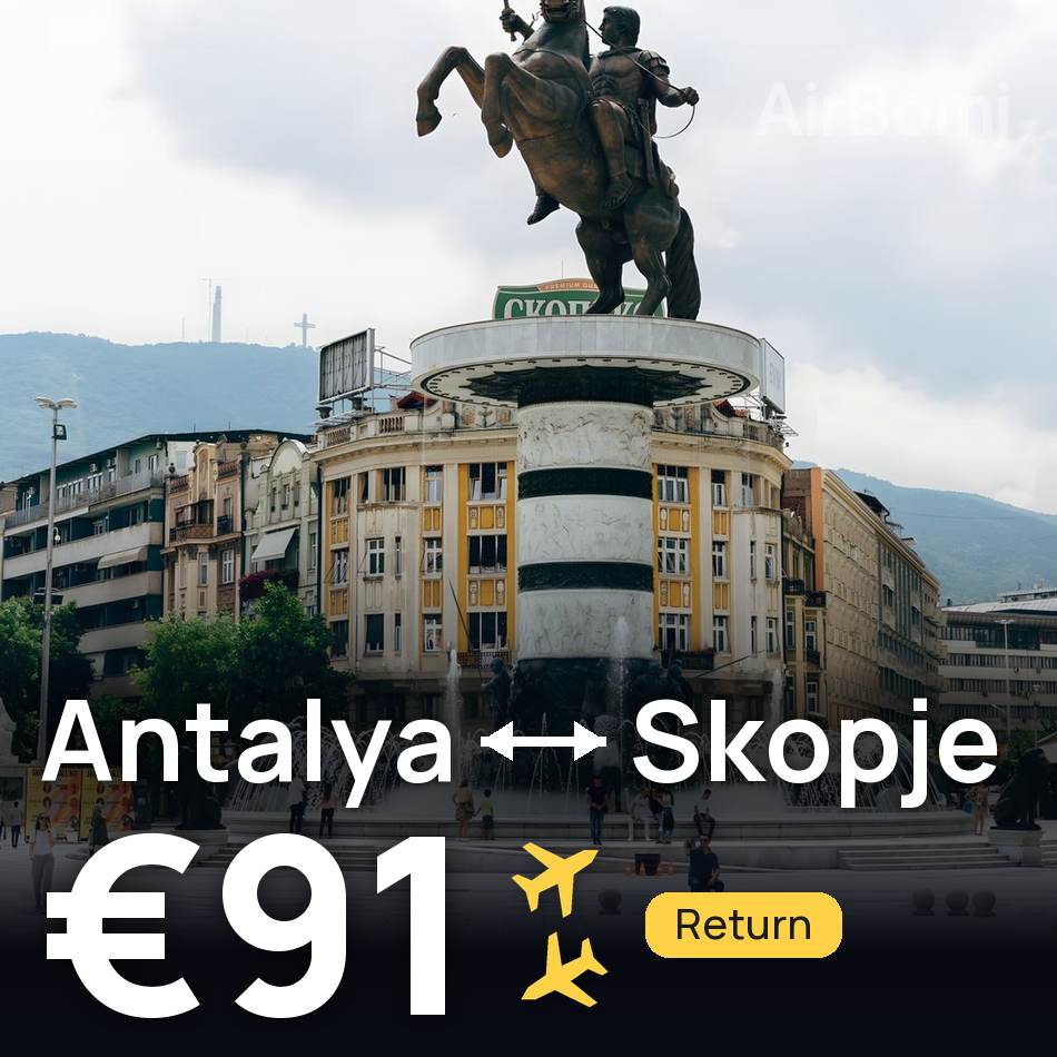 Bilet de avion: Antalya — Skopje, €91