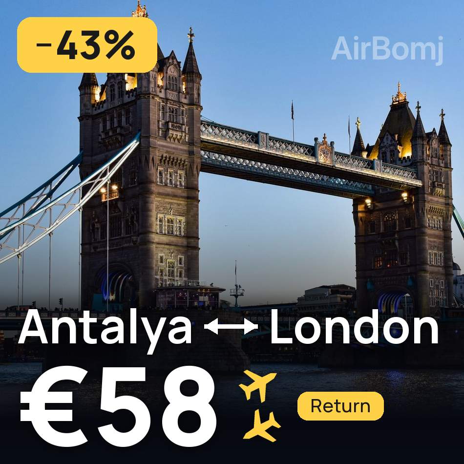 Bilet de avion: Antalya — London, €58