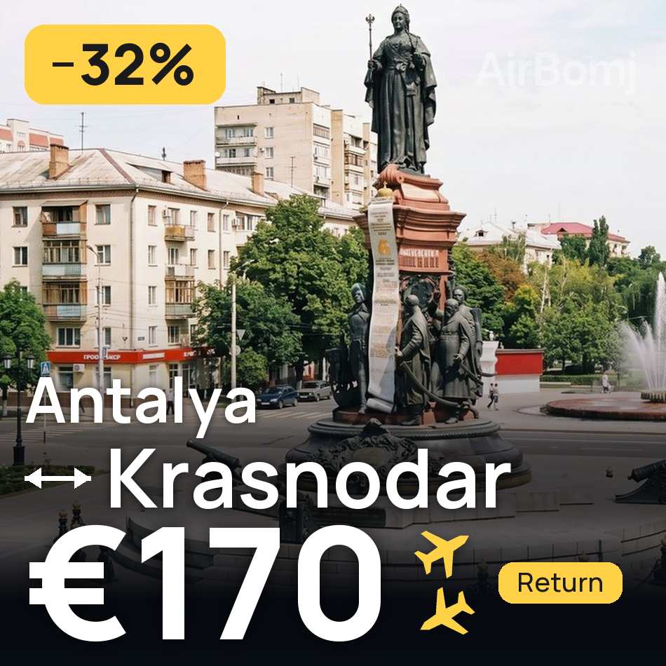 Bilet de avion: Antalya — Krasnodar, €170