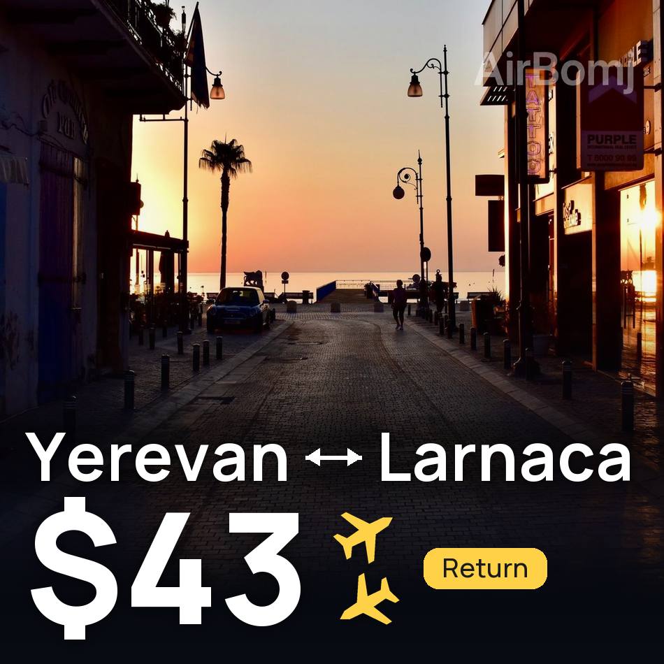 Billet d'avion : Erevan — Citium, $43