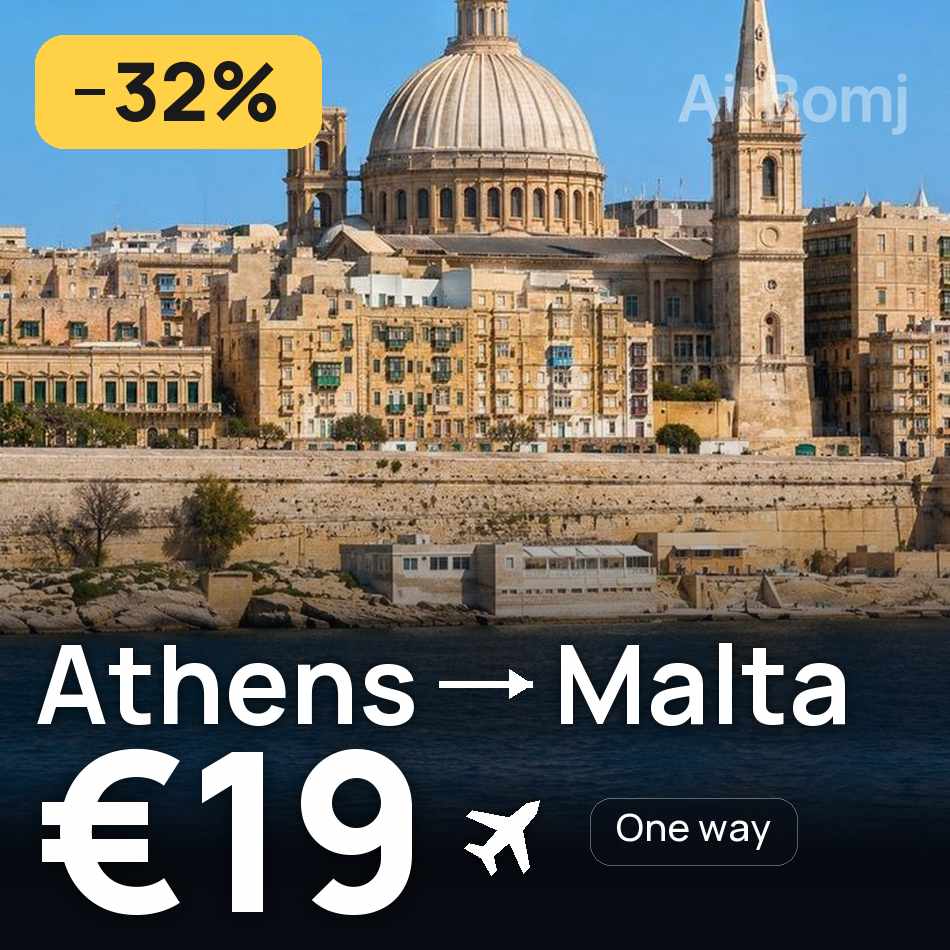 Billet d'avion : Athènes — Malte, €19