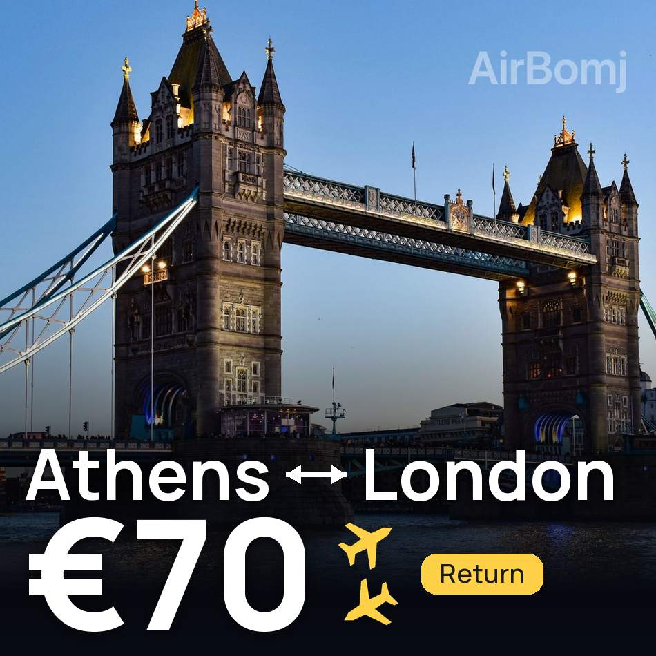 Billet d'avion : Athènes — Londres, €70