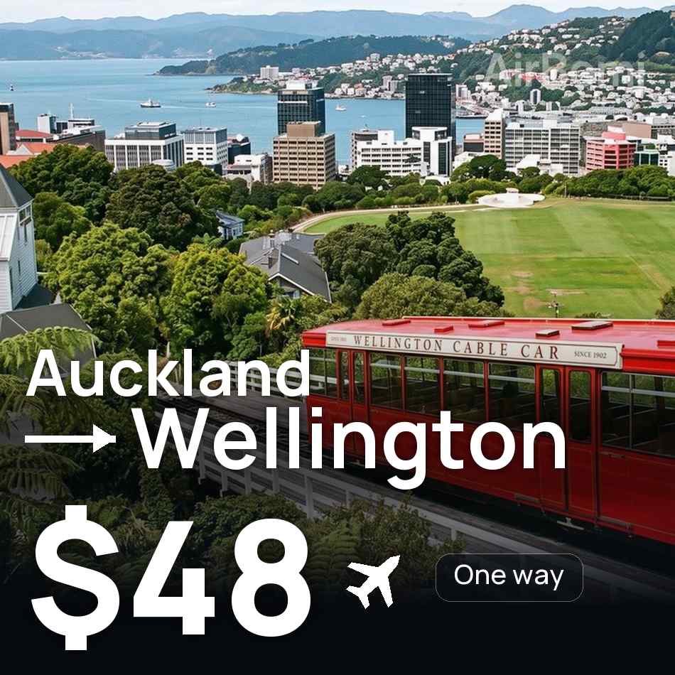 Flugticket: Auckland — Wellington, $48