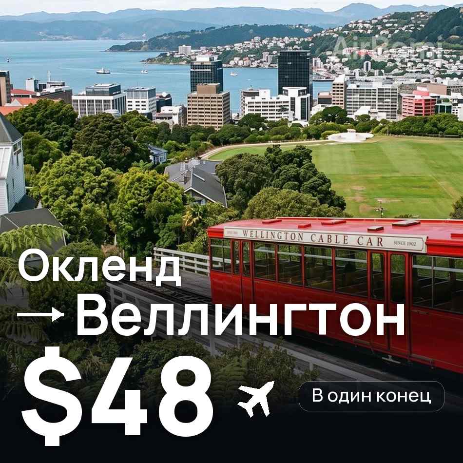 Авиабилет: Окленд — Веллингтон, $48