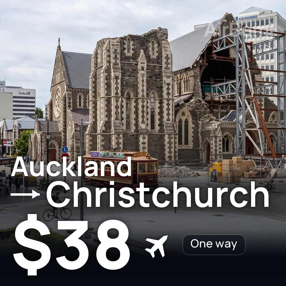 Flugticket: Auckland — Christchurch, $38
