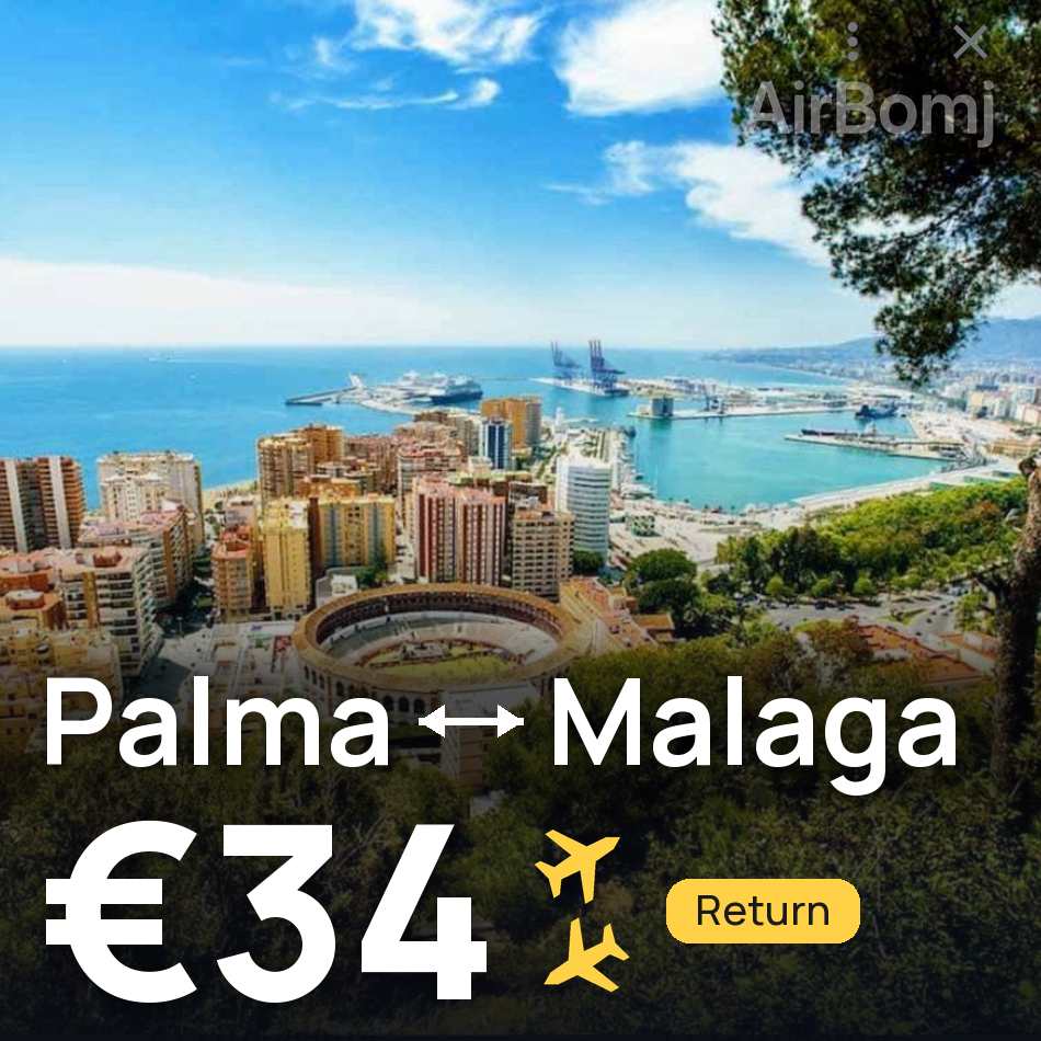 Flugticket: Palma de Mallorca — Málaga, €34