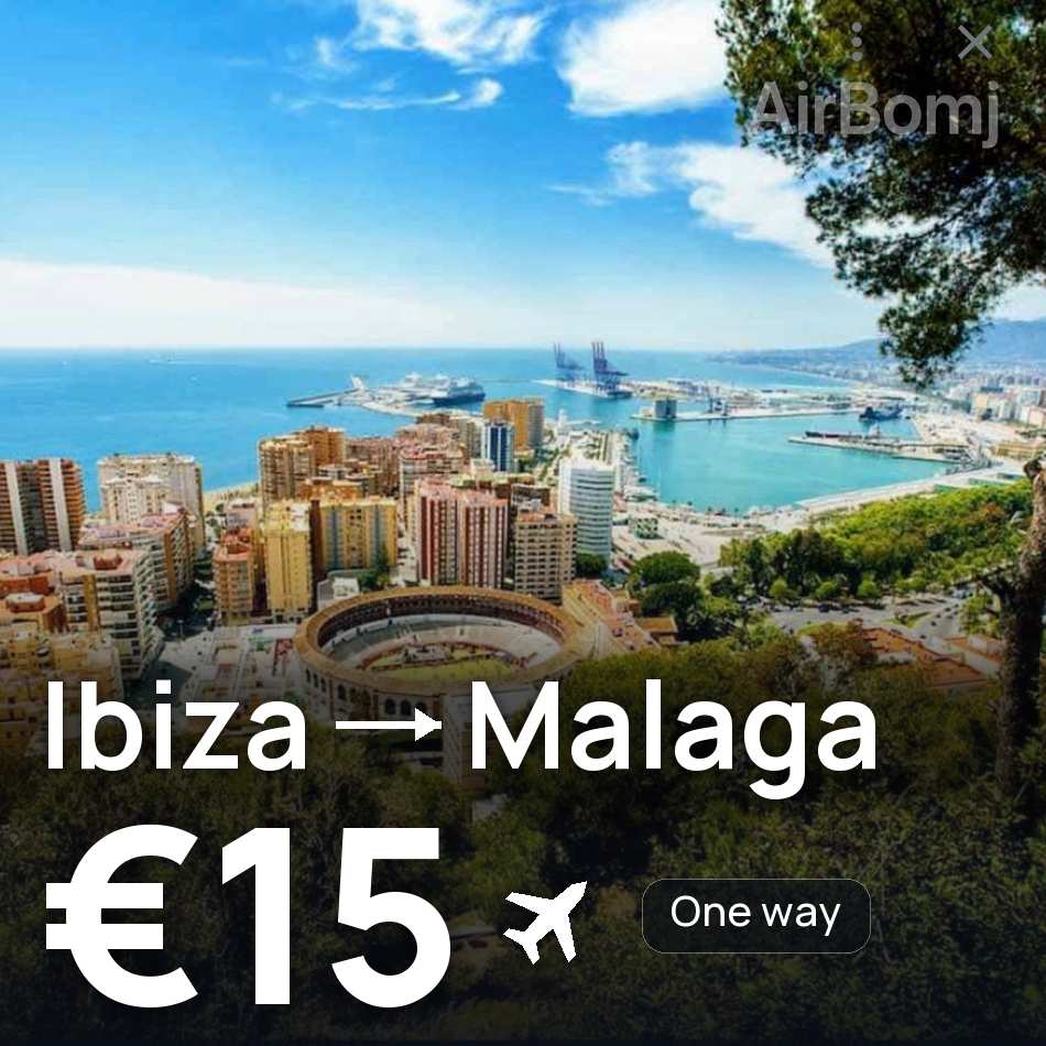 Flugticket: Ibiza — Málaga, €15