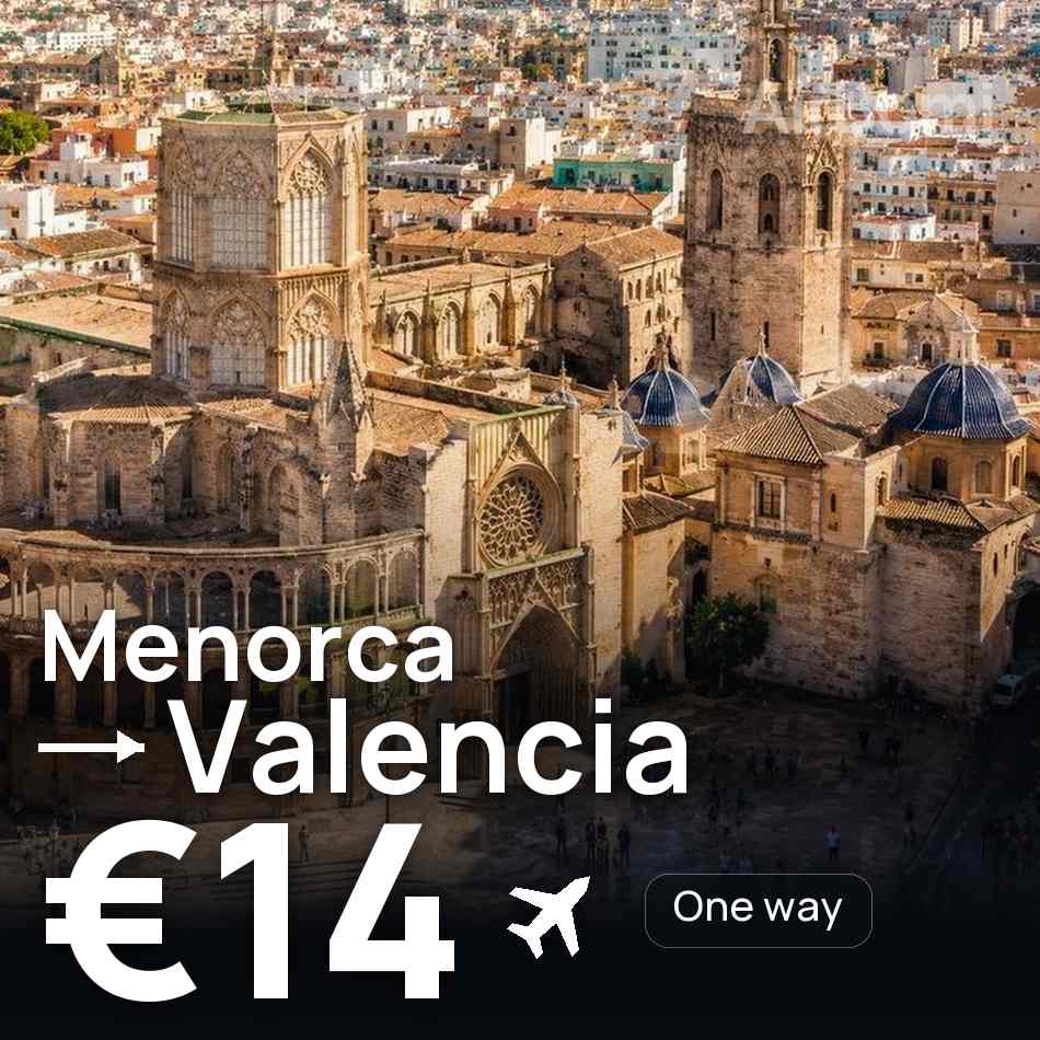 Flugticket: Menorca/Mahon — Valencia, €14