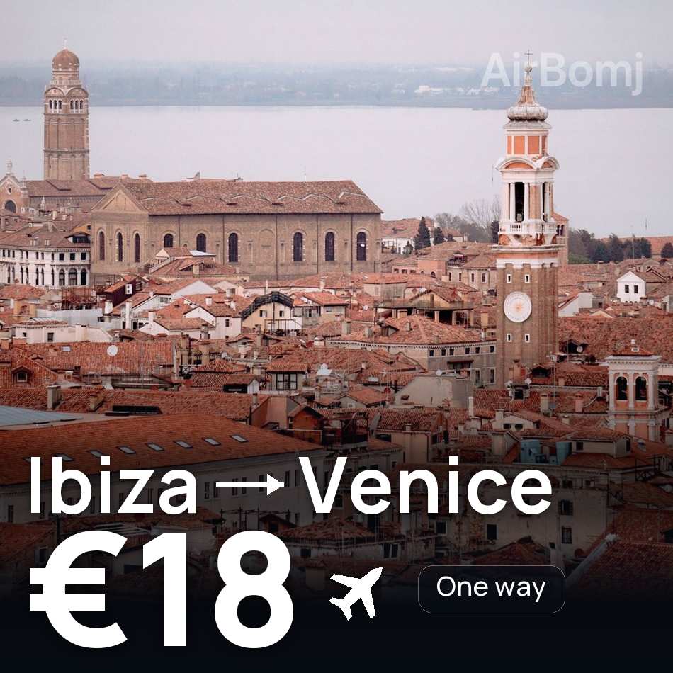 تذكرة طيران: إبيزا — البندقية، €18
