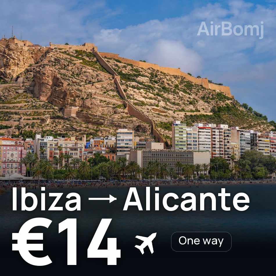 Tiket pesawat: Ibiza — Alicante, €14